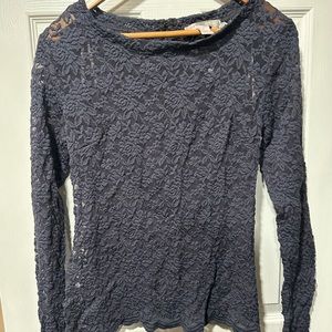 Elegant Lace Long Sleeve Top - Black